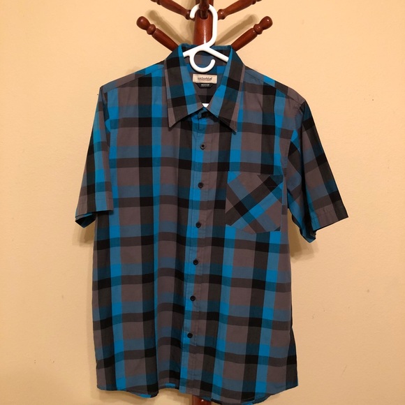 Anchor Blue Checkered Button-down Polo Shirt 👕 - Picture 2 of 5